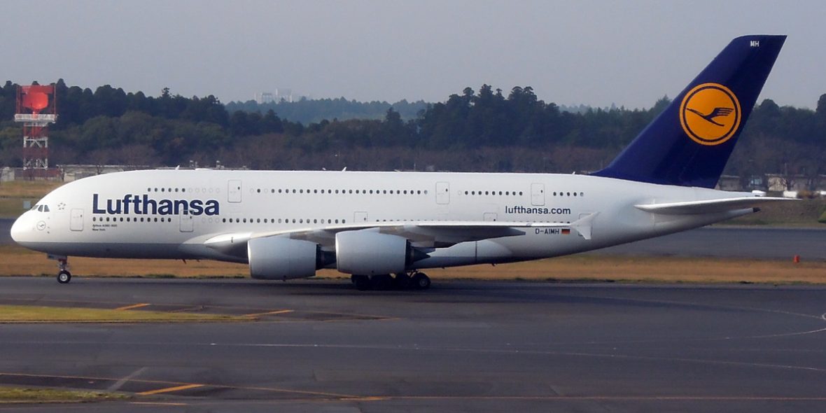 A380 der Lufthansa in Tokio